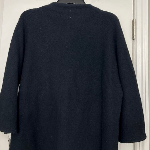 JM Collection Boiled Wool Sweater Jacket Black Broach Quiet Luxury L NWT - Picture 8 of 13